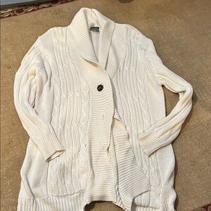Elegant Cream Cable Knit Cardigan
